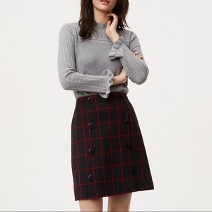 EUC LOFT Windowpane Skirt with Button Detail